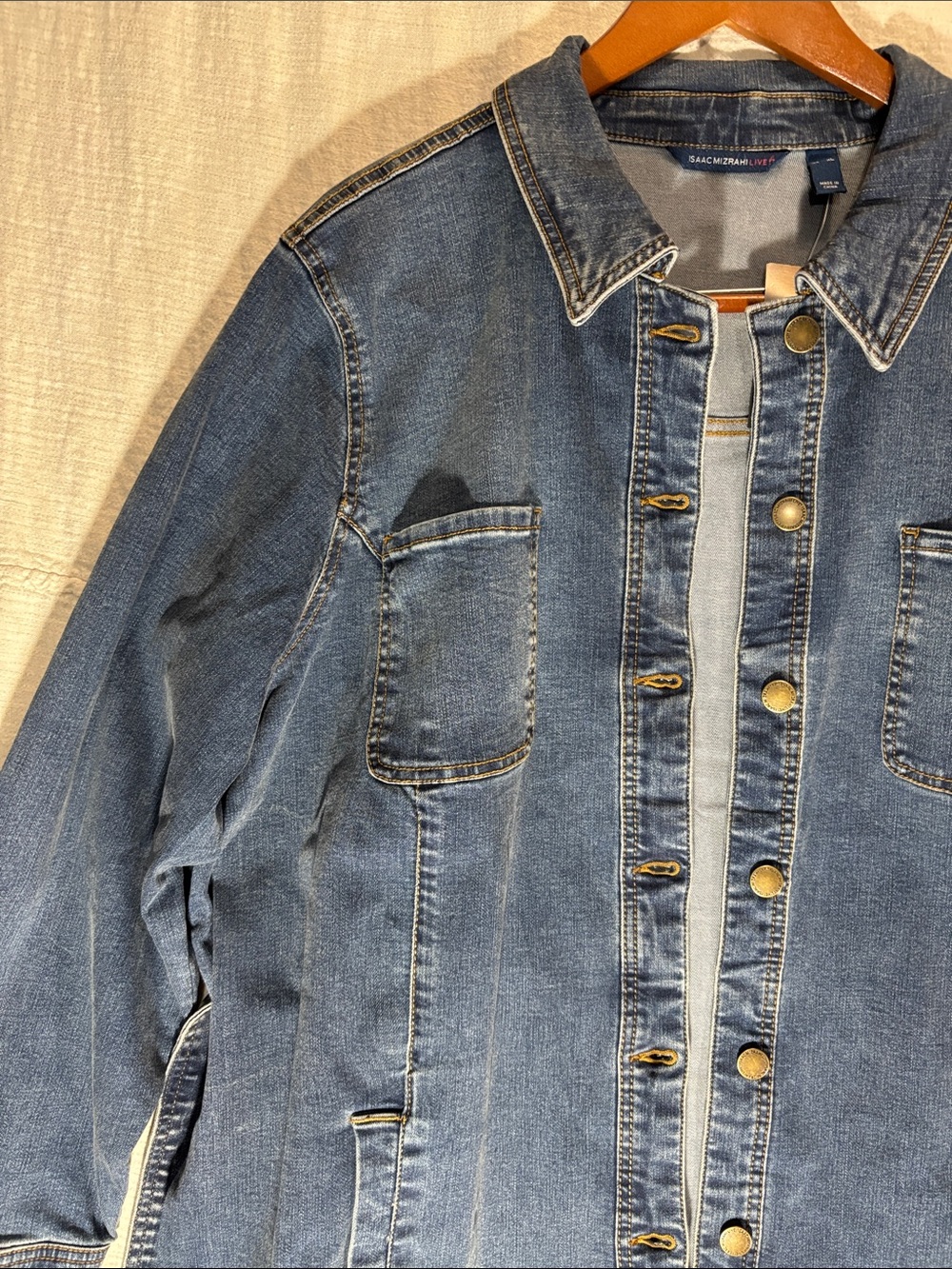 Isaac Mizrahi Dark Blue Denim Jacket with Tie Belt - Picture 5 of 10